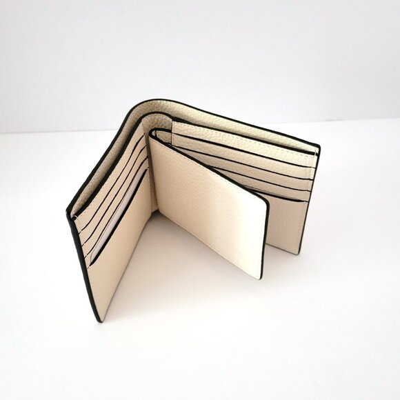 Coach CAK48 3 In 1 Varsity Pebbled Leather Billfold Bifold Wallet Chalk Black - Picture 5 of 8